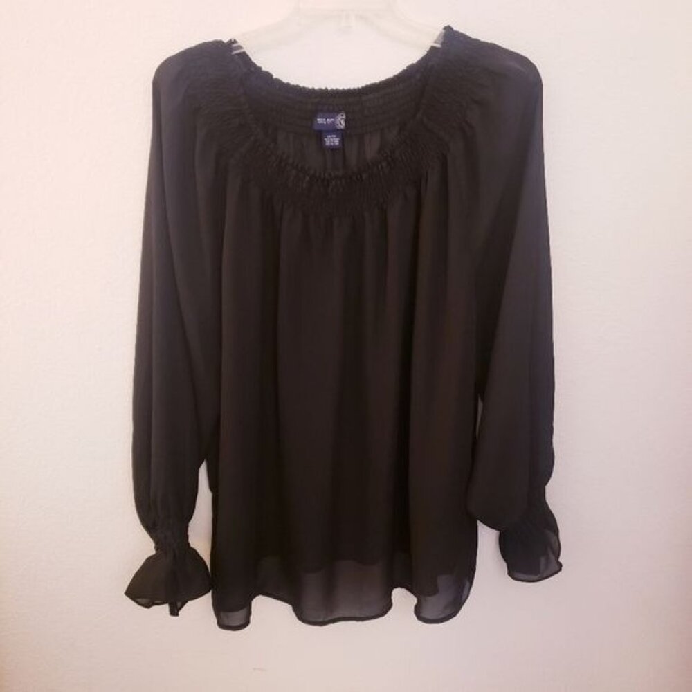 Vintage Venezia Lane Bryant Sheer Black Off The Shoulder Tunic Top 26/28 EUC